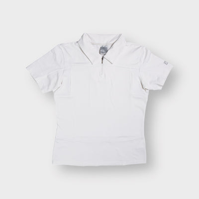 Nike tennis polo shirt in white featuring a half-zip neckline and collar