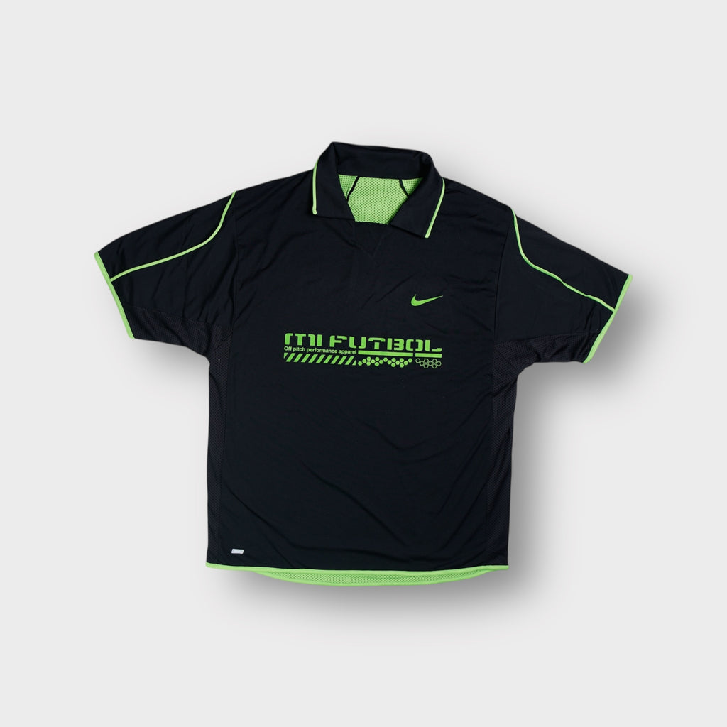 Nike reversible football shirt in black and bright green with Mi Futbol logo print