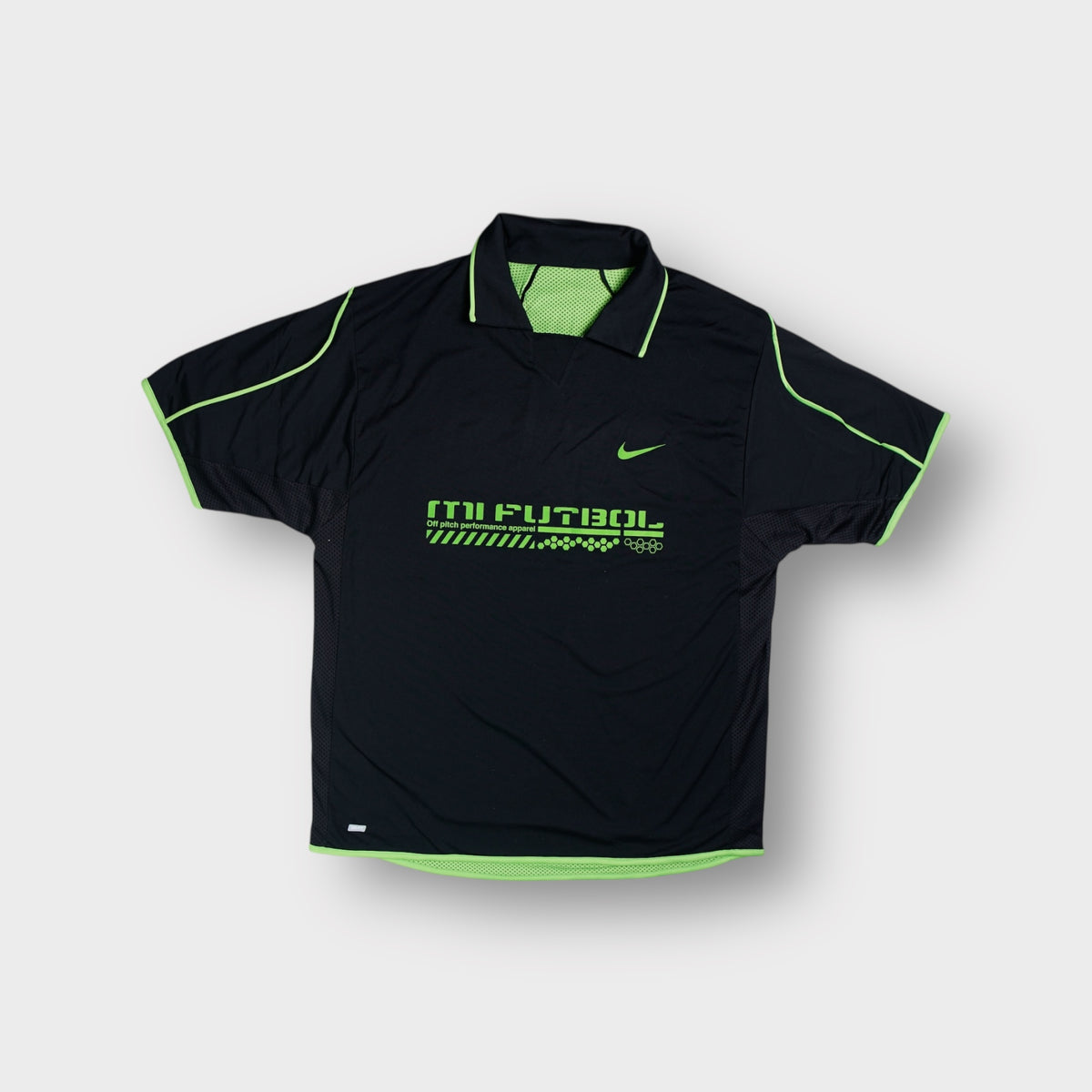 Nike reversible football shirt in black and bright green with Mi Futbol logo print