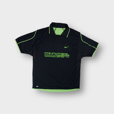 Nike reversible football shirt in black and bright green with Mi Futbol logo print