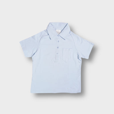 Baby blue Nike Golf polo shirt with a chest pocket and buttoned collar