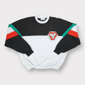Adidas white sweater with Coppa Del Mondo Etrusco Unico chest patch and Italian flag colors