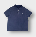 Ralph Lauren polo shirt in blue with white embroidered pony logo on the chest