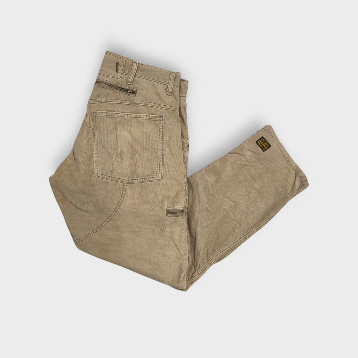 G-Star corduroy trousers in beige featuring zipped utility pockets and ankle zips