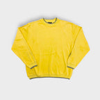 Carlo Colucci sweater in yellow knit with grey trimmed ribbed collar and cuffs