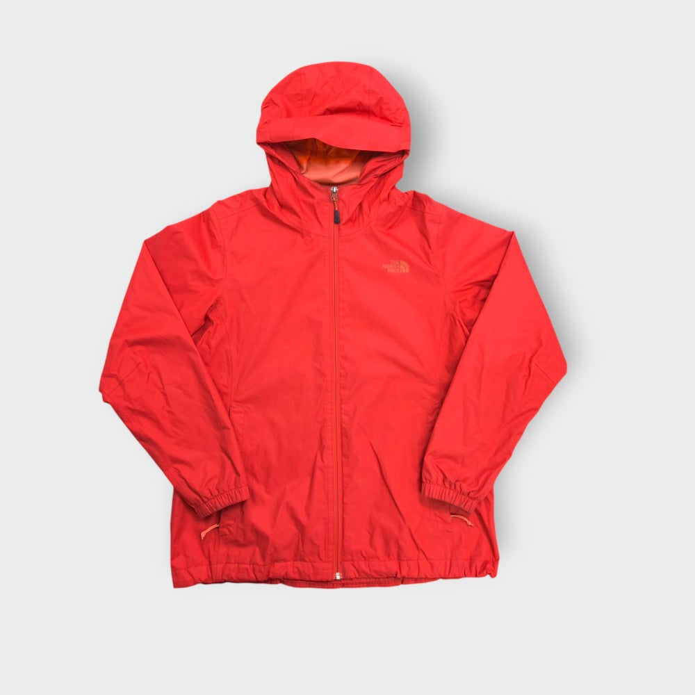 Red The North Face hooded jacket with a subtle tonal printed logo on the chest