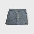 Nike blue denim-look skirt with a patterned drawstring tie and embroidered hem patch