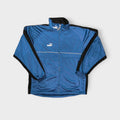 Blue Puma track jacket with black shoulder stripes and embroidered logo, size M