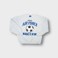 Grey Umbro soccer sweater with printed Air Force graphics and football graphic