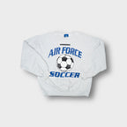 Grey Umbro soccer sweater with printed Air Force graphics and football graphic