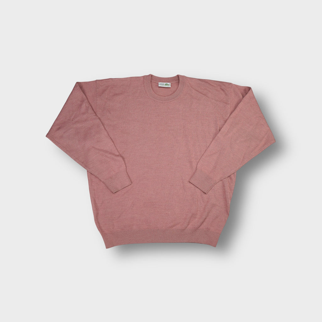 Lacoste knit sweater in orange featuring a ribbed crew-neck collar