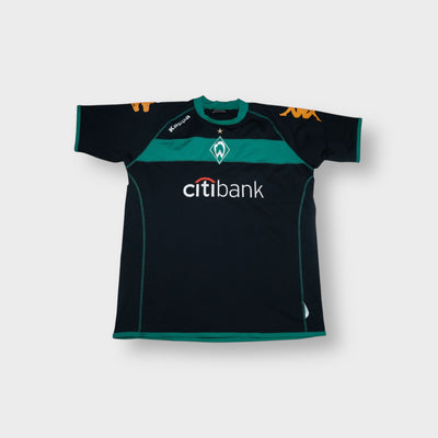 Kappa SV Werder Bremen black football jersey featuring green chest panel and Citibank print