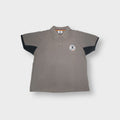 DFB khaki polo shirt featuring a black embroidered German football crest on the chest