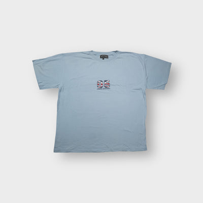 Jep's blue T-Shirt featuring a Union Jack filled 05 Athletic Department chest print