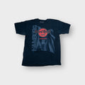 Hard Rock Cafe blue T-Shirt featuring red logo print and Hamburg vertical graphic