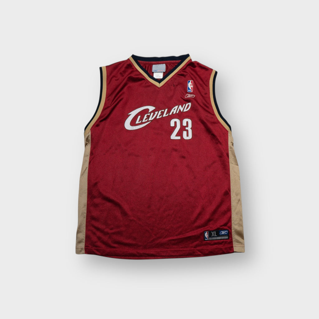 Reebok basketball jersey in red with Cleveland 23 front graphic print