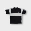Adidas short-sleeve T-Shirt in black with white mesh inserts and V-neck collar