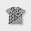 Grey Adidas T-Shirt featuring a black diagonal geometric diamond print across the front