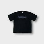 Adidas T-Shirt navy blue graphic print across the chest with crosshair logo