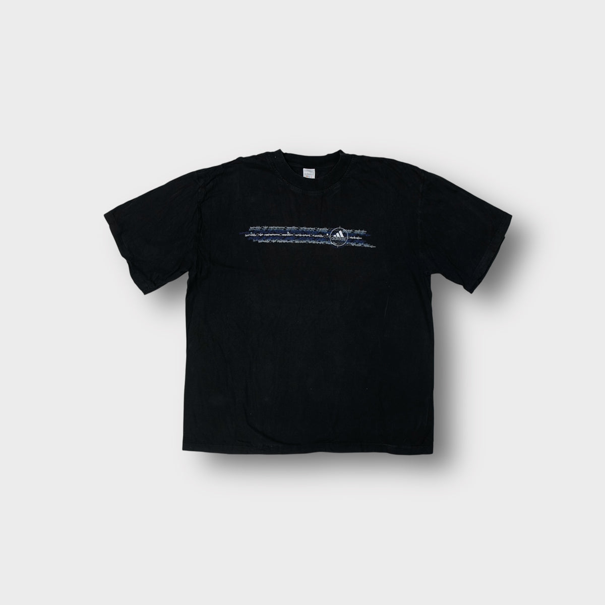 Adidas T-Shirt navy blue graphic print across the chest with crosshair logo