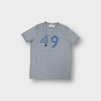 Grey Abercrombie & Fitch T-Shirt with blue applique lettering and number 49 across chest