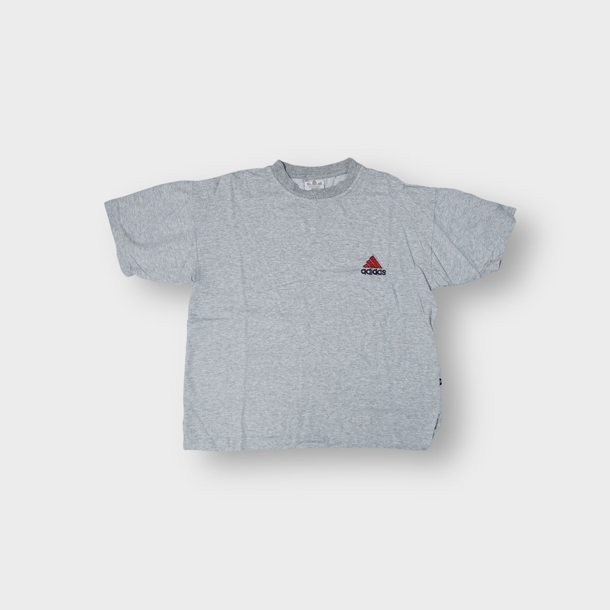 Grey Adidas T-Shirt with small red and navy embroidered logo on chest