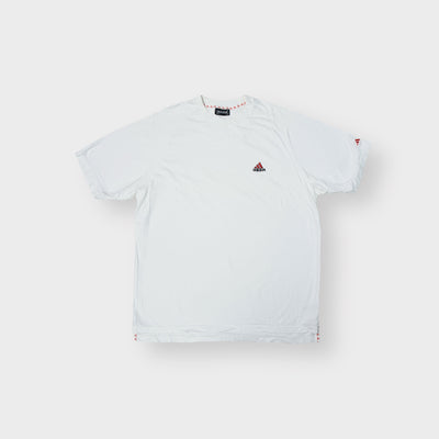 Adidas T-Shirt in white with small red embroidered logo on the chest