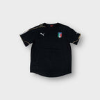 Puma Italia black T-Shirt with embroidered FIGC crest and white cat logo