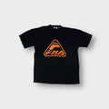 Fila T-Shirt in black featuring a large orange triangular logo print on the chest