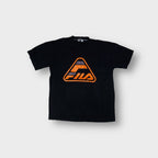 Fila T-Shirt in black featuring a large orange triangular logo print on the chest