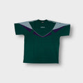 Green Adidas T-Shirt with embroidered chest logo and contrast shoulder panels