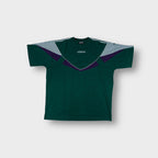 Green Adidas T-Shirt with embroidered chest logo and contrast shoulder panels