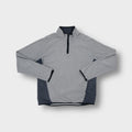 Grey Nike fleece sweater with half-zip collar and small embroidered swoosh logo