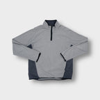 Grey Nike fleece sweater with half-zip collar and small embroidered swoosh logo