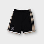 Adidas Ajax Amsterdam shorts in black with embroidered club crest and beige stripes
