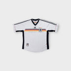 White Adidas 1998 DFB Germany football jersey with black red gold chest stripes