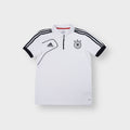 Adidas DFB white polo shirt with black three stripes and official team crest