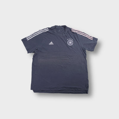 Grey Adidas DFB T-Shirt with embroidered Deutscher Fußball-Bund crest on chest
