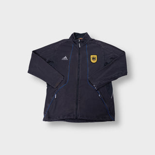 Dark grey Adidas Germany track jacket with yellow DFB eagle emblem on chest