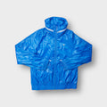 Adidas track jacket in blue with high collar and embroidered white Trefoil chest logo