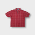 Tommy Hilfiger polo shirt in red check grid pattern with small embroidered chest flag logo