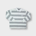 Marc Stanford white and grey striped polo sweater with embroidery on the chest