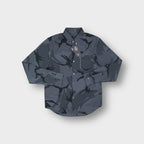 Fred Perry long-sleeve grey camouflage button-up shirt with an embroidered chest pocket
