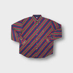 Red Tommy Hilfiger long-sleeve shirt with diagonal stripes and embroidered crest logo