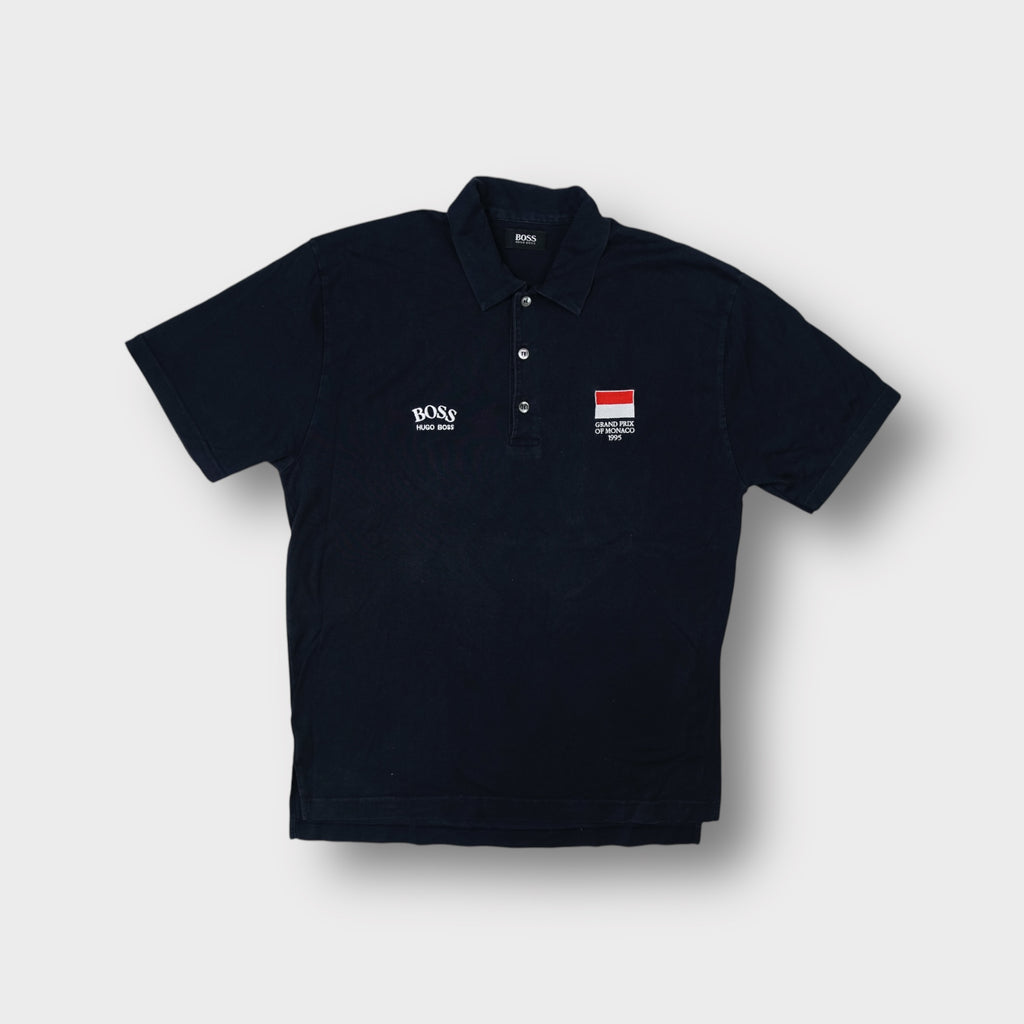 Hugo Boss polo shirt in black with Grand Prix of Monaco 1995 embroidery