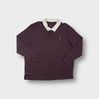 Adidas DFB polo sweater in dark red featuring a white collar and embroidered chest patch