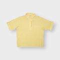 Yves Saint Laurent white and yellow striped short-sleeve shirt with embroidered pocket logo