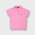 Pink Lyle & Scott short-sleeve polo shirt featuring an embroidered eagle on chest
