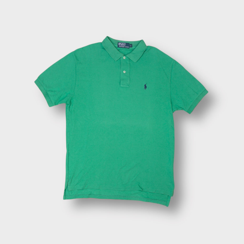 Ralph Lauren polo shirt in green with small dark chest logo embroidery