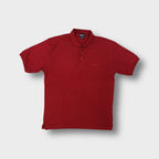 Hugo Boss short-sleeve polo shirt in dark red with tonal embroidered chest logo.